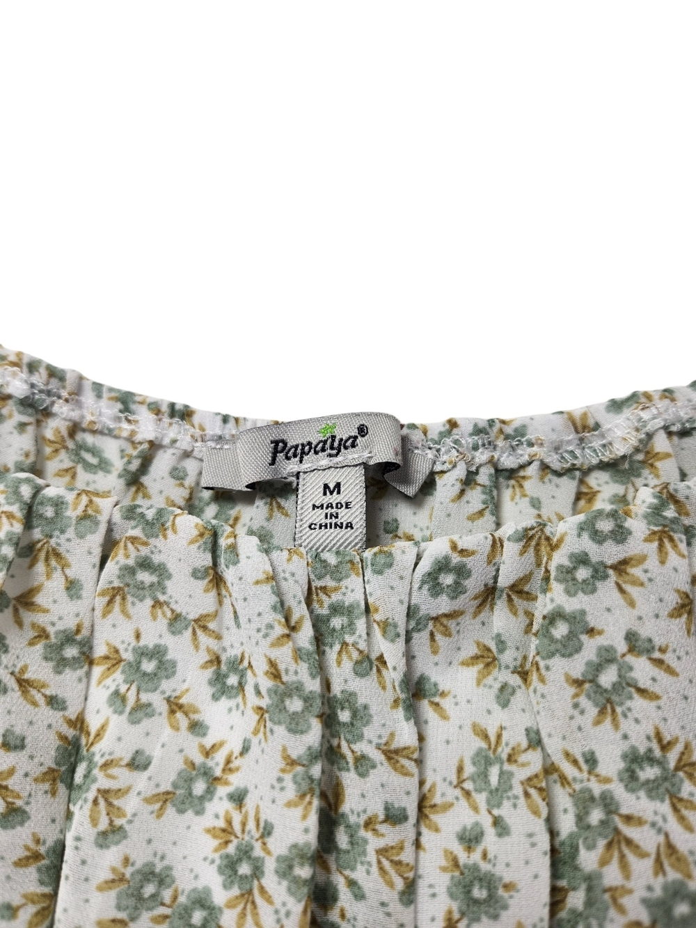 Papaya Floral Romper Dress Med Cottagecore Boho Sundress Sage Green Mini Flowy - Picture 8 of 13